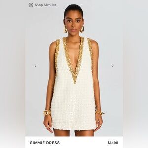 Retrofete simmie Gold and White Sequin Mini Dress